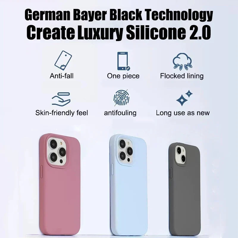 Luxury Liquid Silicone Phone Case for APPLE iPhone 11 13 12 14 15 16 Pro Max Cases for iPhone 15 Plus Shockproof Protector Cover