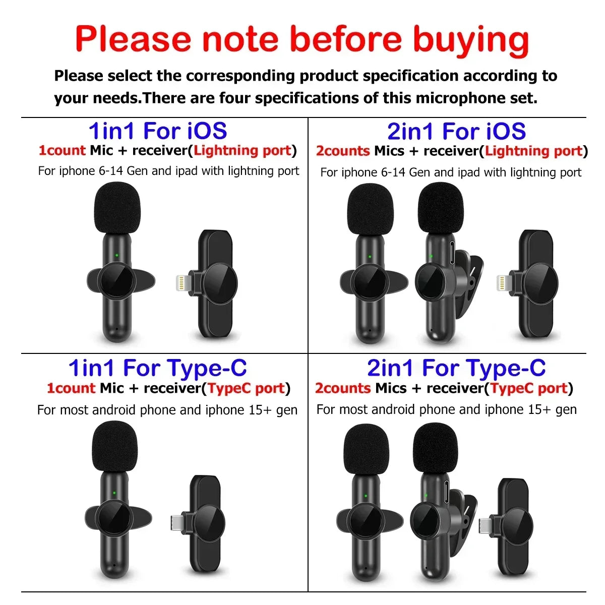 Wireless Lavalier Microphone With Windproof Cover Audio Video Recording Mini Mic For iPhone Android Mobile Phone Microphone
